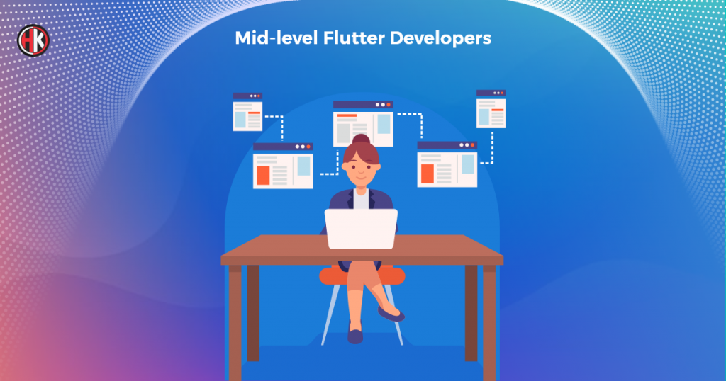 Mid-Level Flutter Developer with a girl and the desk 