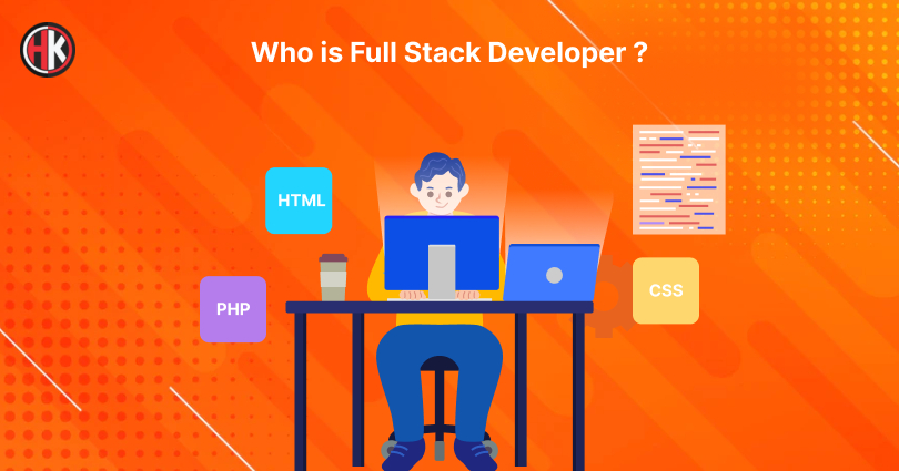 Dedicated full stack developer working on front end and backend frameworks on his computer 