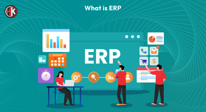 Three developers checking the statistics of the ERP system and their elements