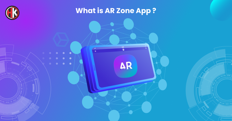 A mobile phone in landscape mode  shows the icon of AR 